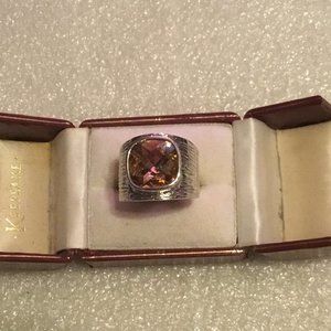 Lovely Lia Sophia citrine ring with wide band - size 8